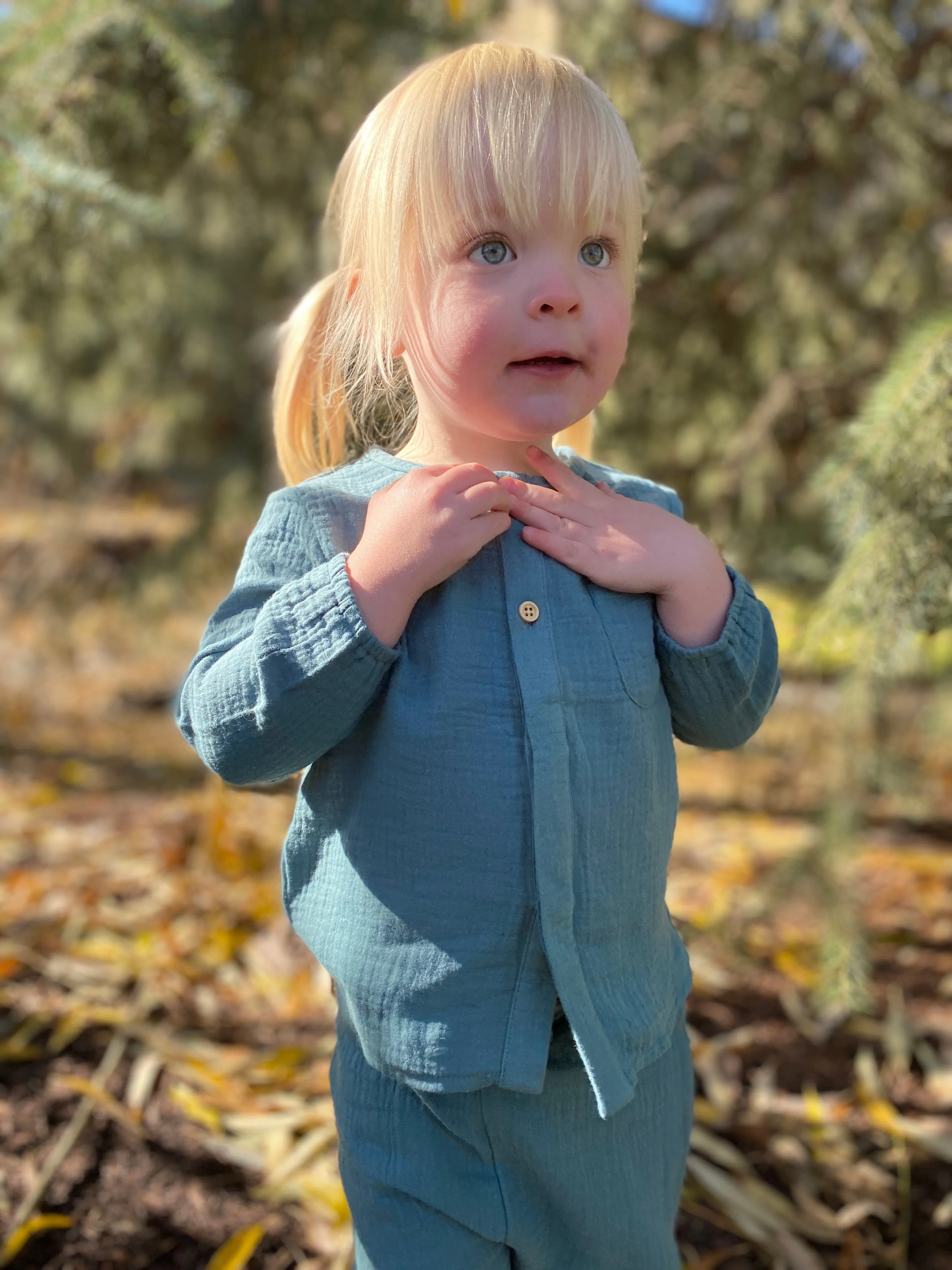 Kerris top in blue gauze