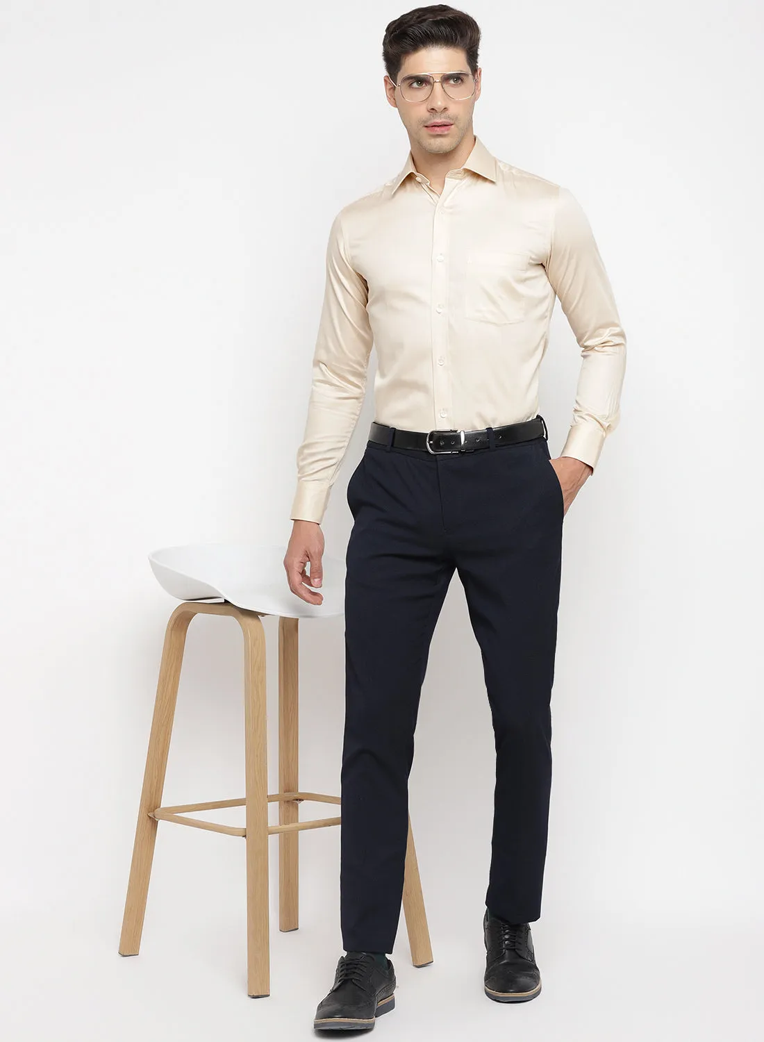 Light Beige Cotton Full Sleeve Shirt