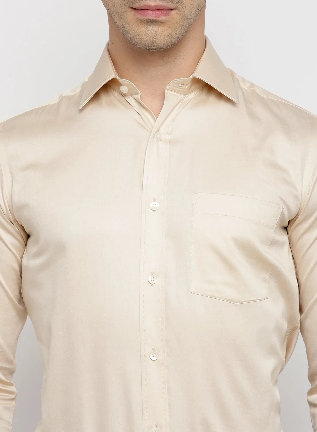 Light Beige Cotton Full Sleeve Shirt
