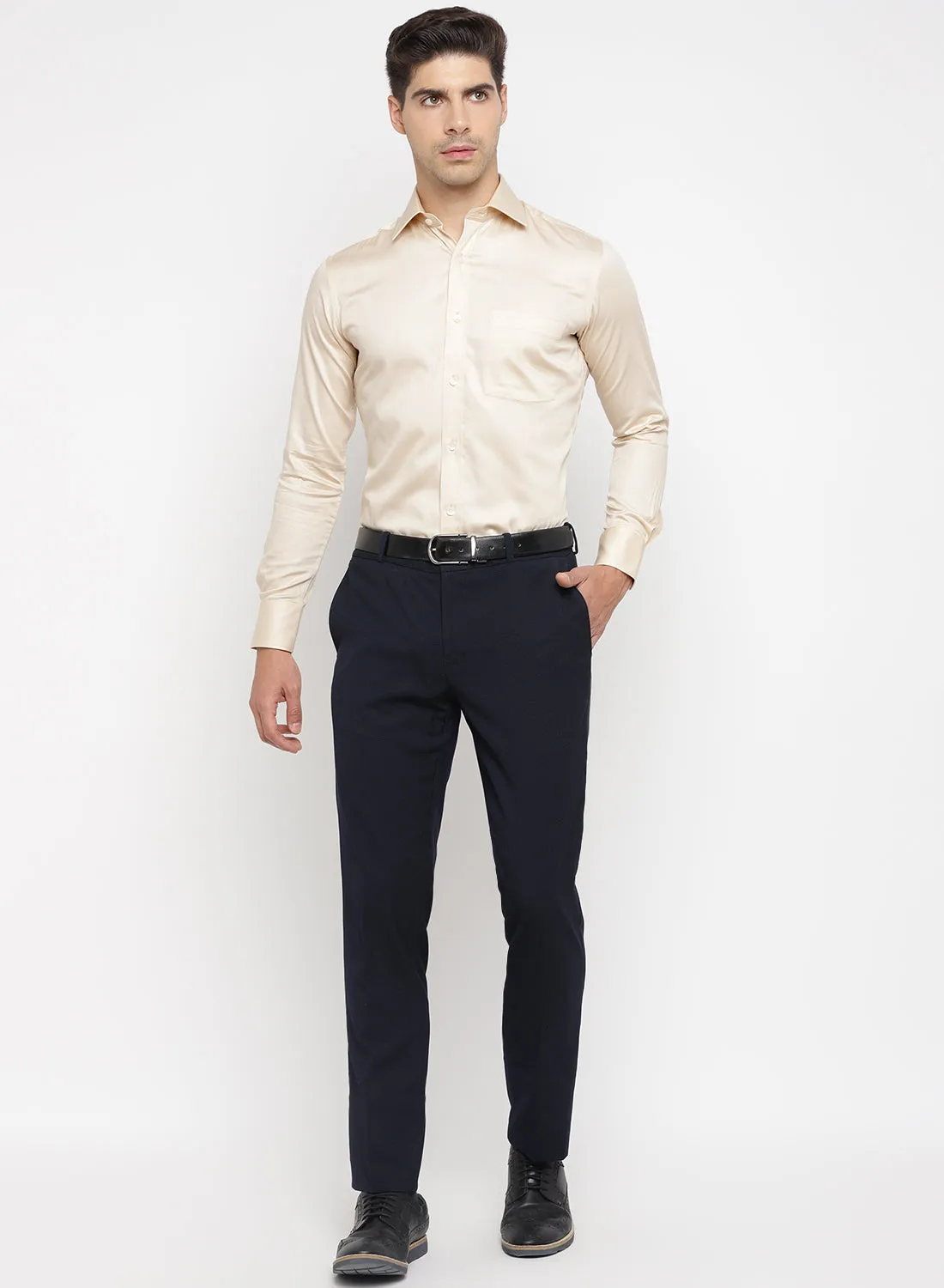 Light Beige Cotton Full Sleeve Shirt