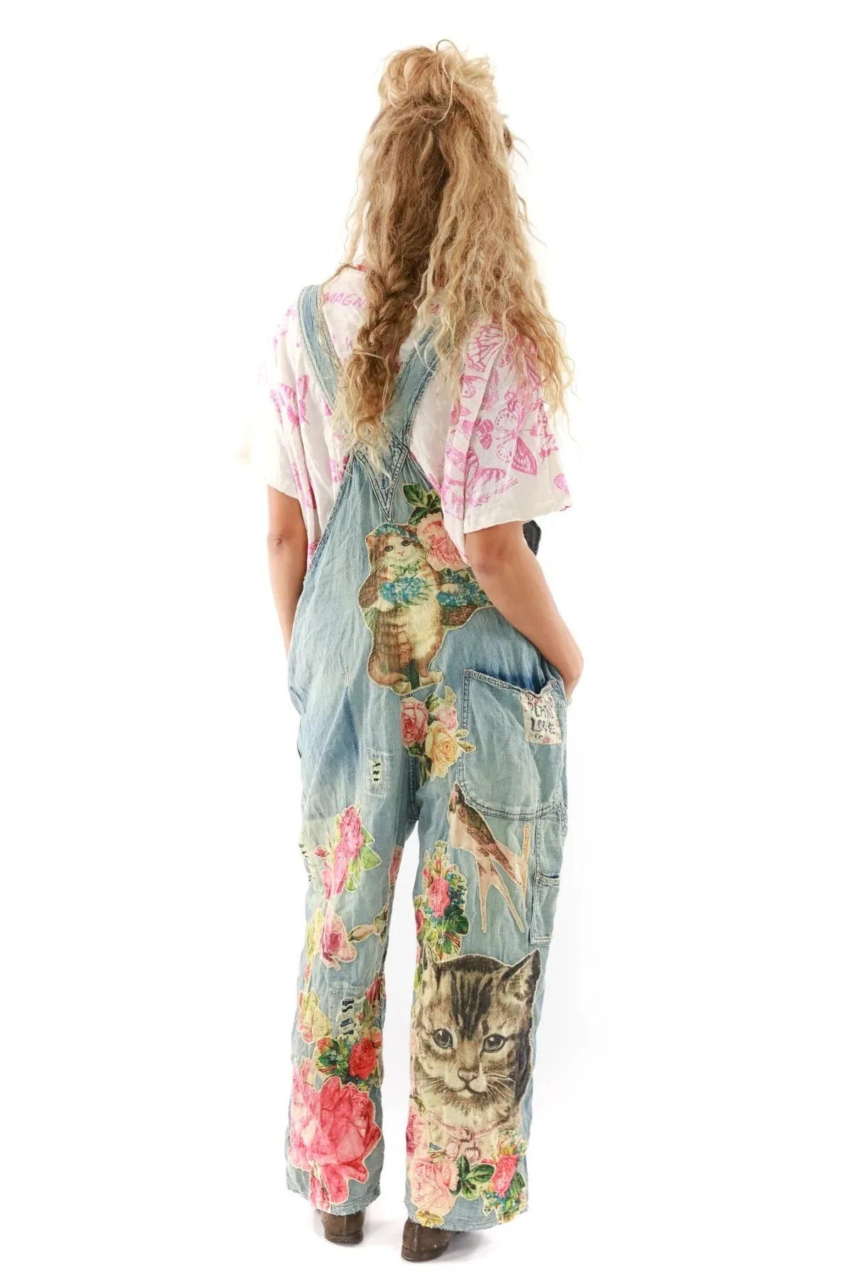 Magnolia Pearl Floral Appliqué Overalls