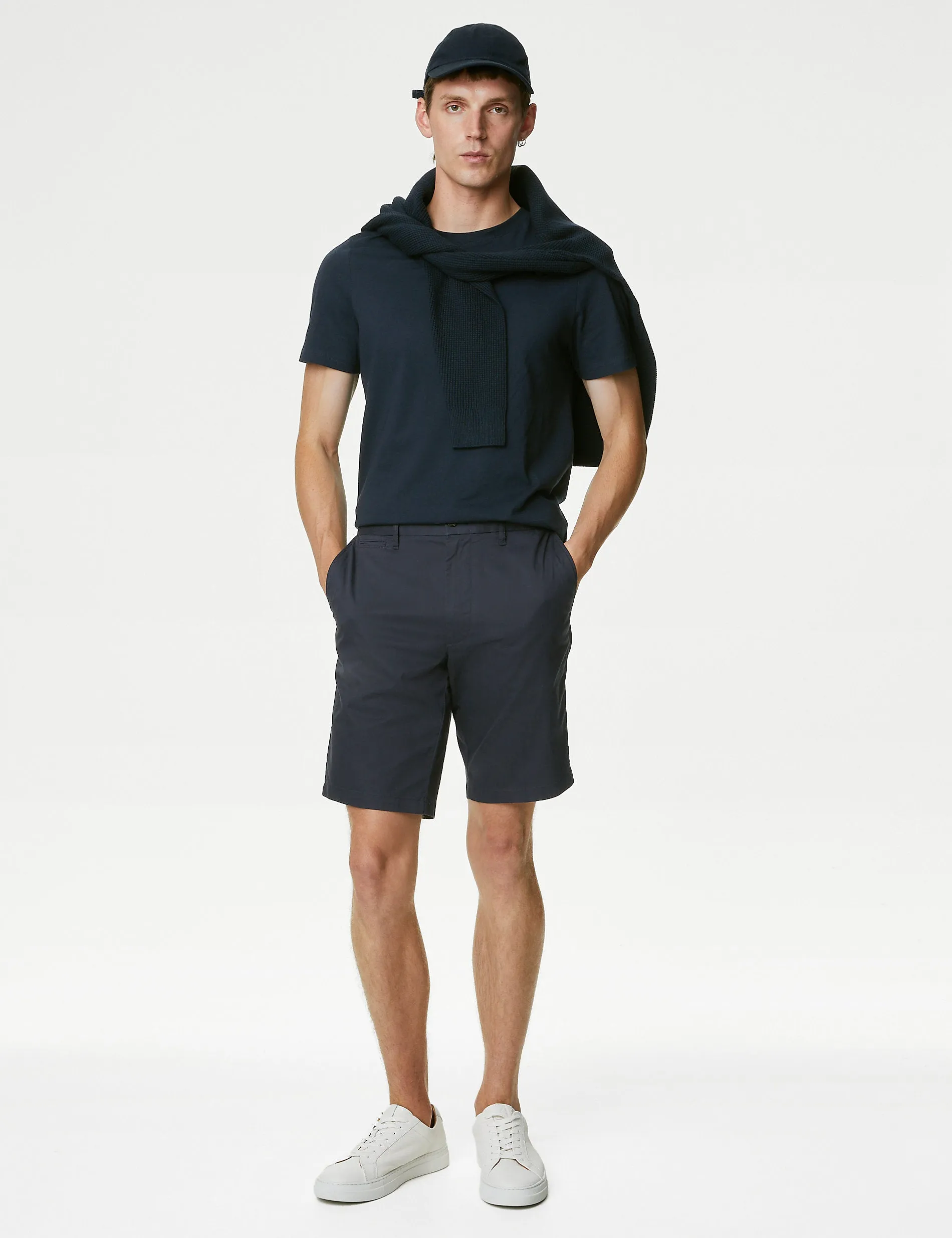 Marks & Spencer Super Lightweight Stretch Chino Shorts, Navy