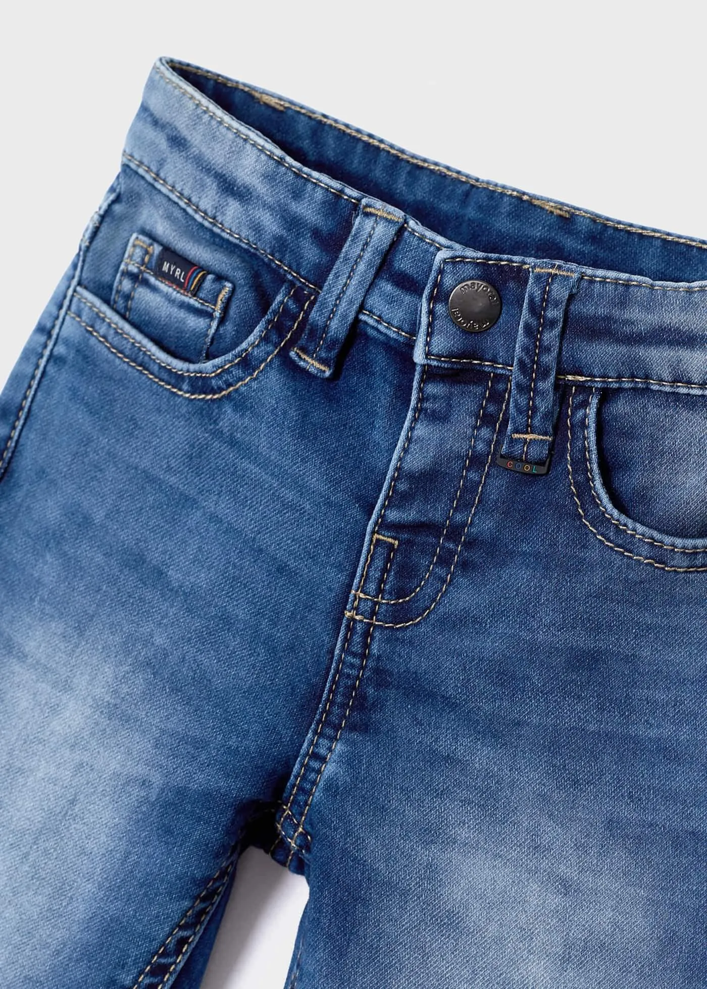 Mayoral Mini Soft Denim Shorts_ Medium Blue 3261-28