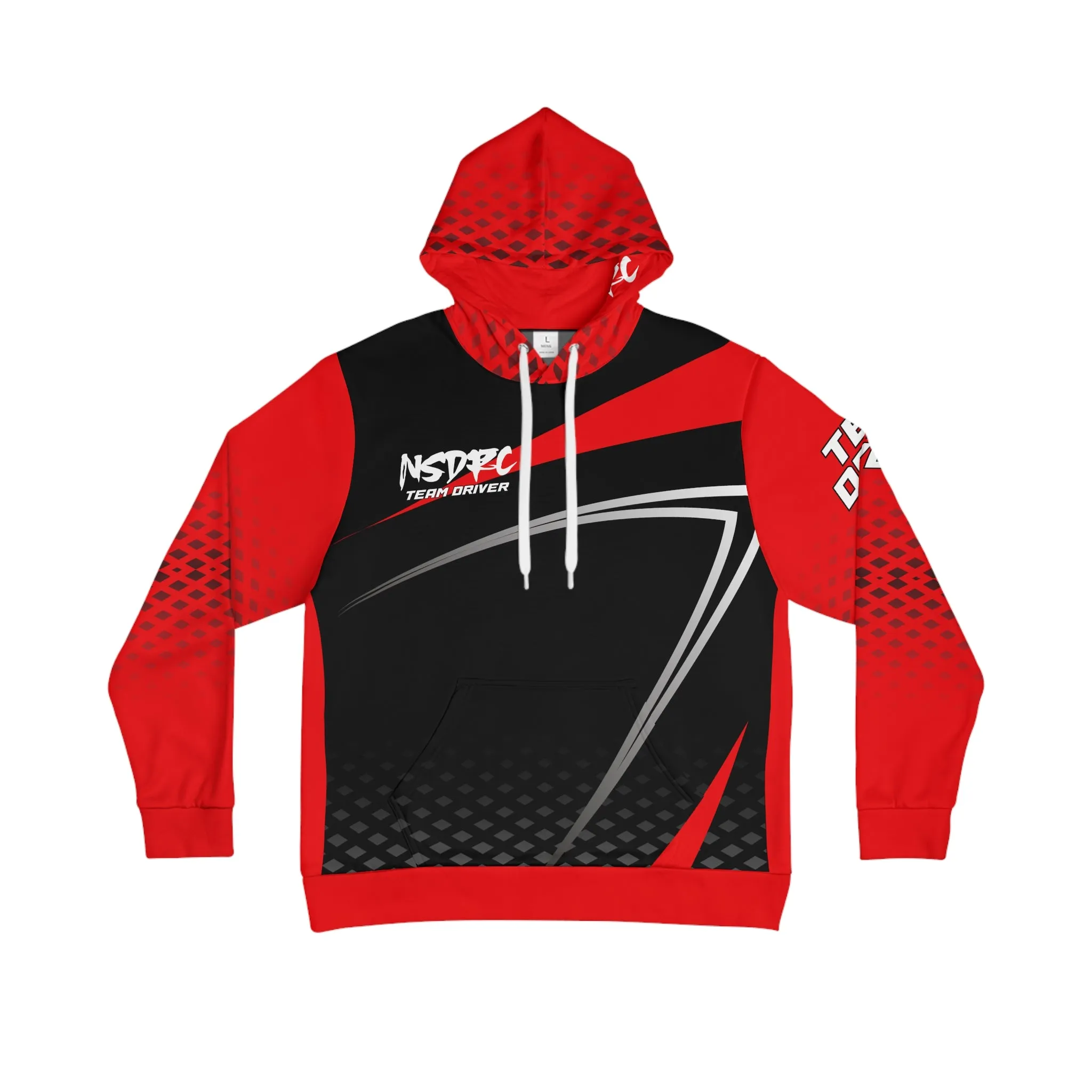 Men's Hoodie Red Black Grey Pattern NSDRC Logo