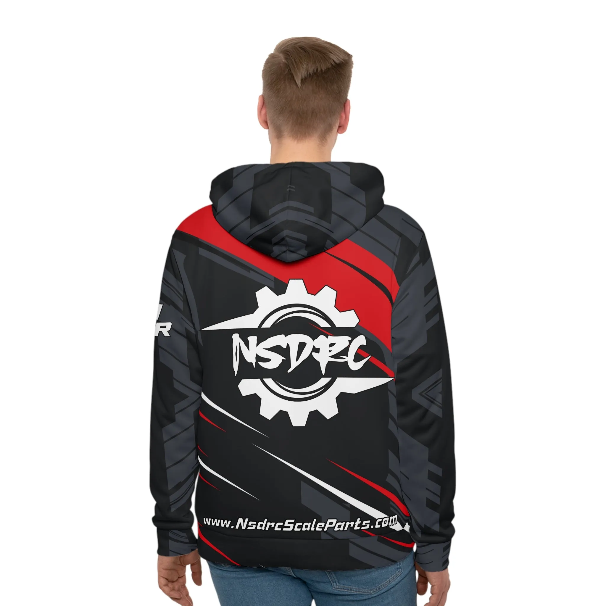 Men's Hoodie Red Stripe Pattern NSDRC Logo
