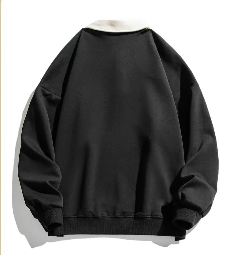 Men's Long Sleeve Polo Shirts Y2k Trendy Casual Collared Pullover Loose Fit Japanese Basic Lightweight Clothes