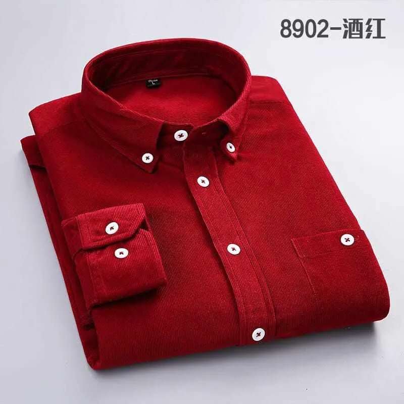 Men's Solid Color Plaid Long-Sleeved Casual Shirts