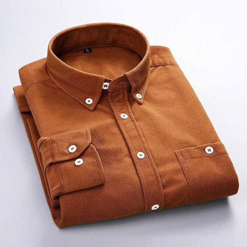 Men's Solid Color Plaid Long-Sleeved Casual Shirts