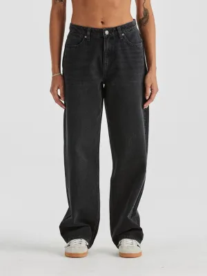 Mid Bella Baggy Relaxed Jean - Sondered Black