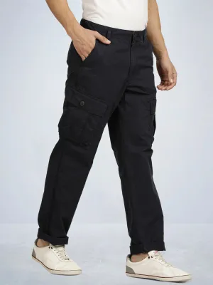 Navy Camo Printed Cargo Pants