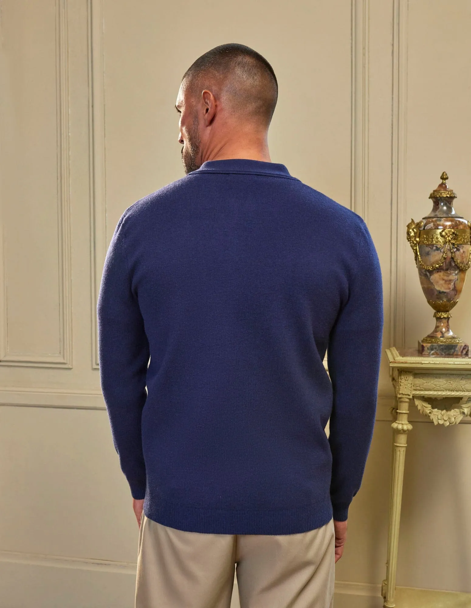 Navy Knit Zip Through Pocket Cardigan