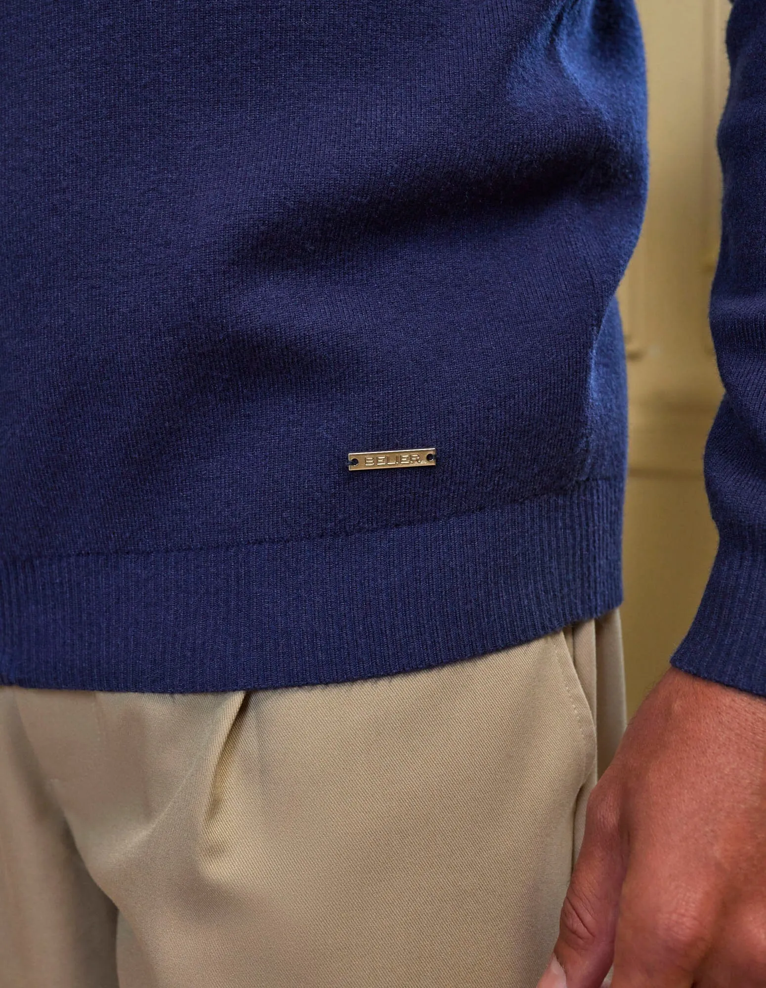 Navy Knit Zip Through Pocket Cardigan