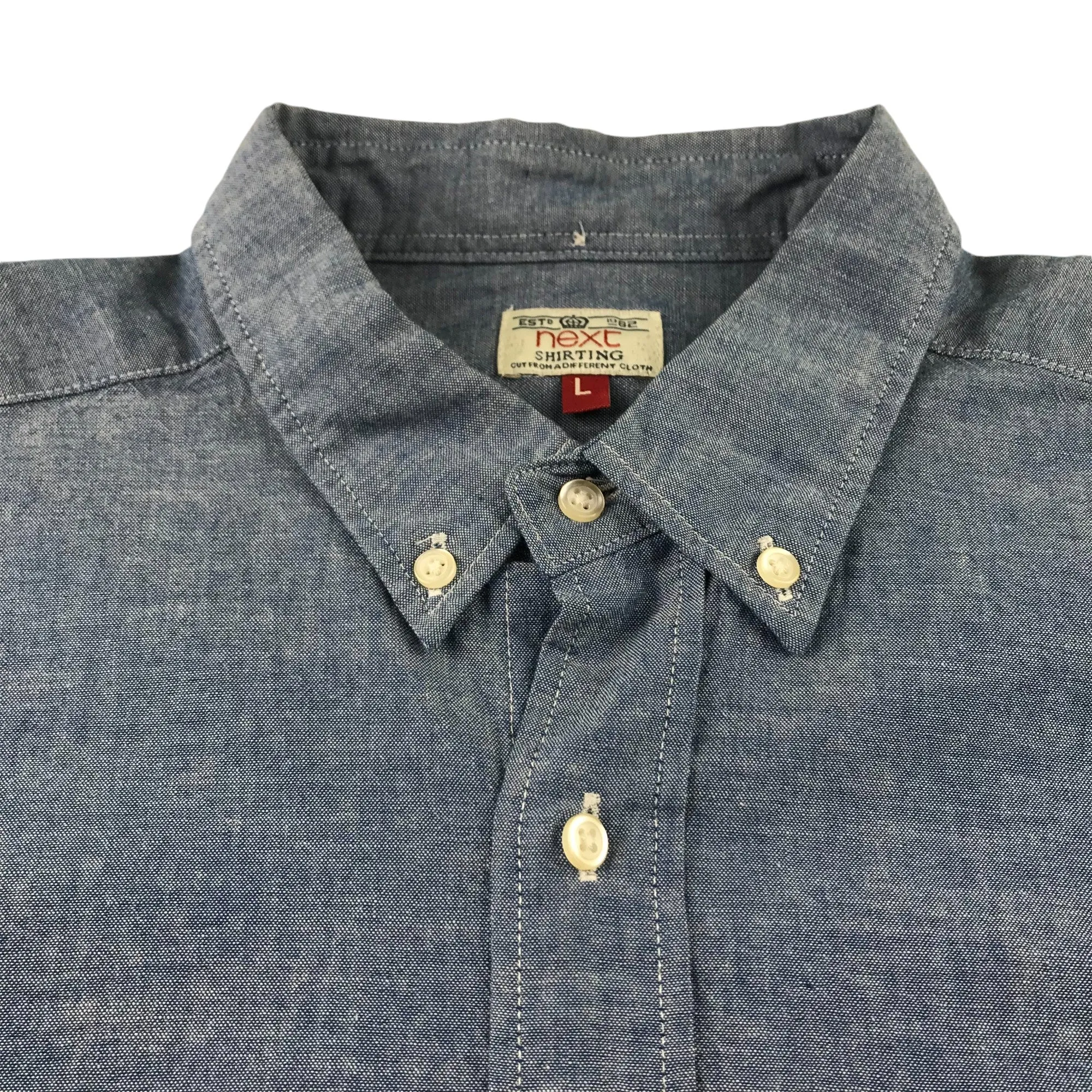 Next Shirt Men's L Blue Plain Button-up Cotton