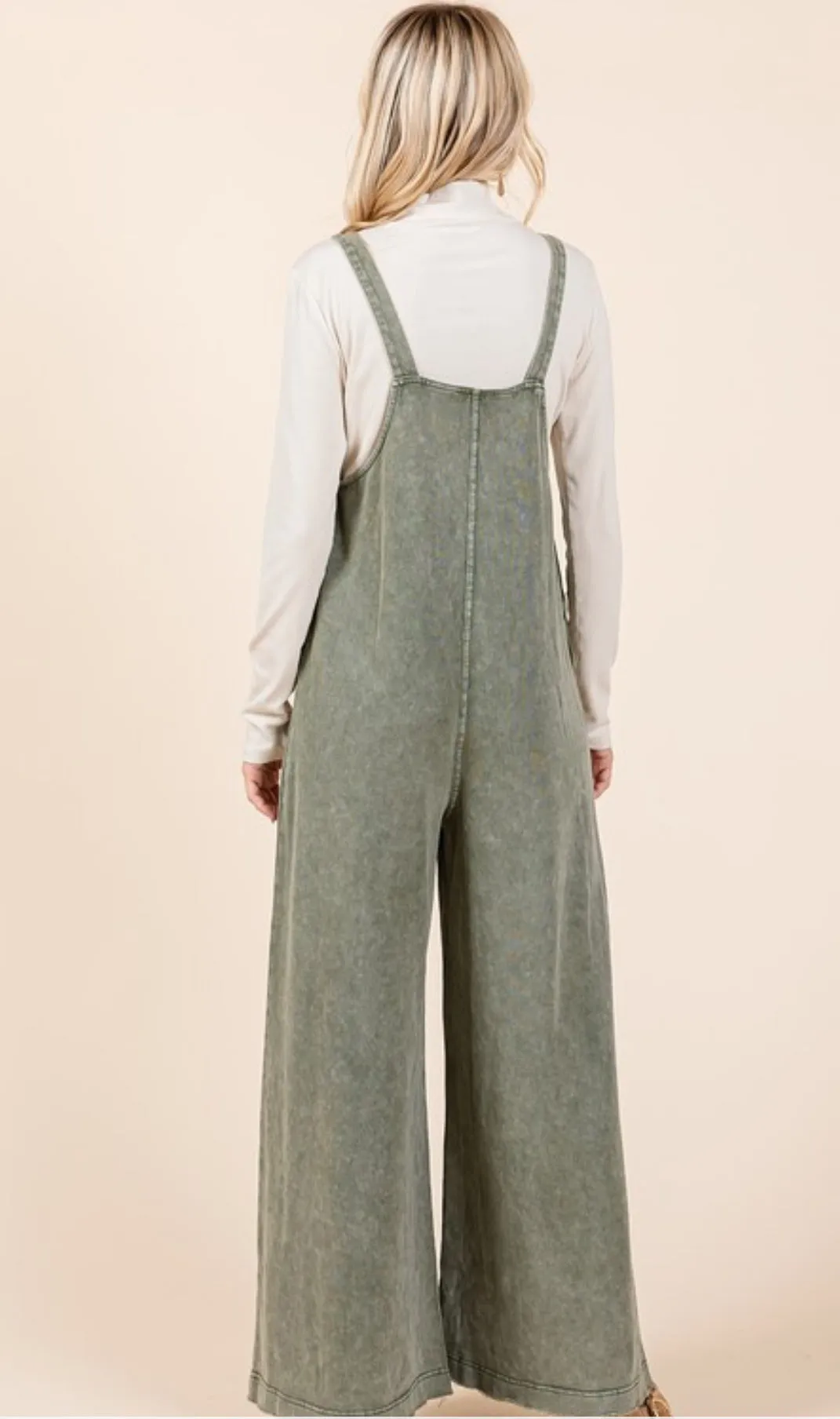 Olive Grove Wide-Leg Overalls