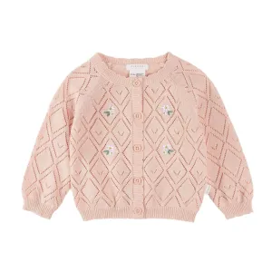 Petit Lem Pointelle Knit Cardigan - Rose Quartz