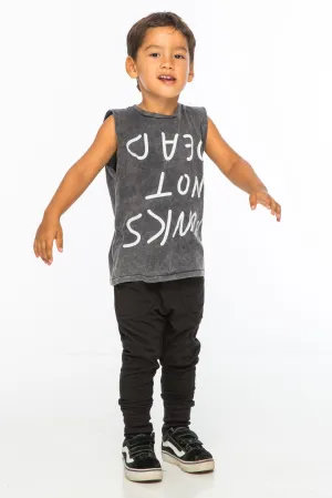PUNKS NOT DEAD TANK TOP CHARCOAL