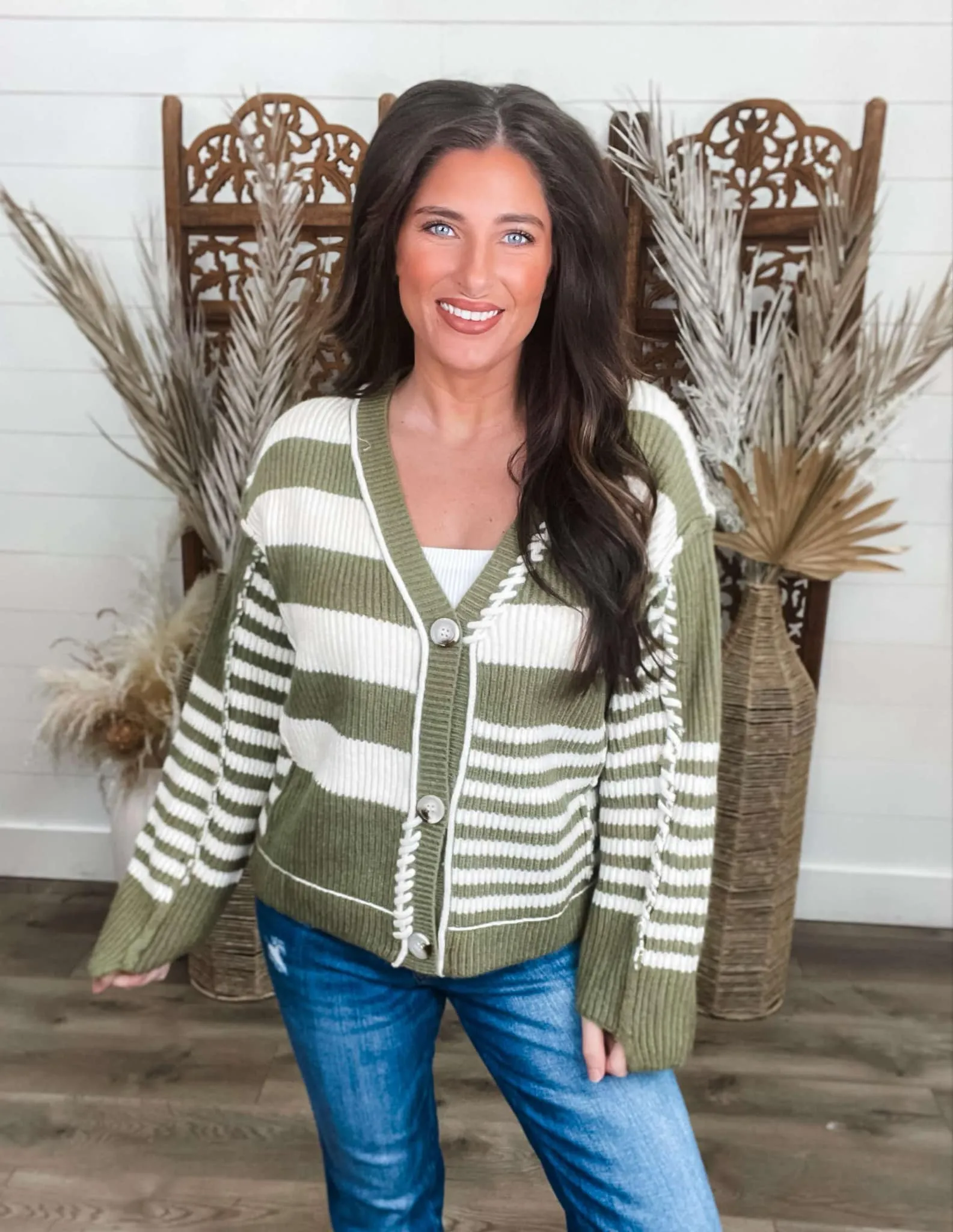 Read All About It Cardigan Sweater - Olive ( was 56.90)