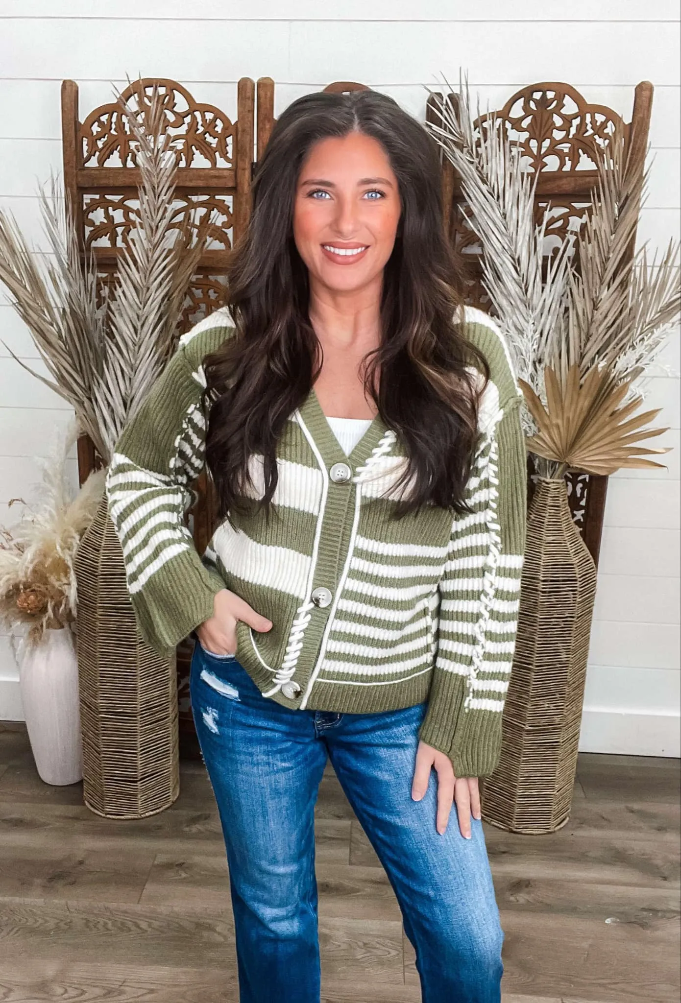 Read All About It Cardigan Sweater - Olive ( was 56.90)