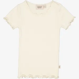 Rib T-Shirt Lace SS | Baby - eggshell