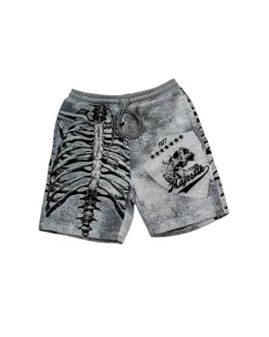 Skull & Bone Rhinestone Tapestry Shorts