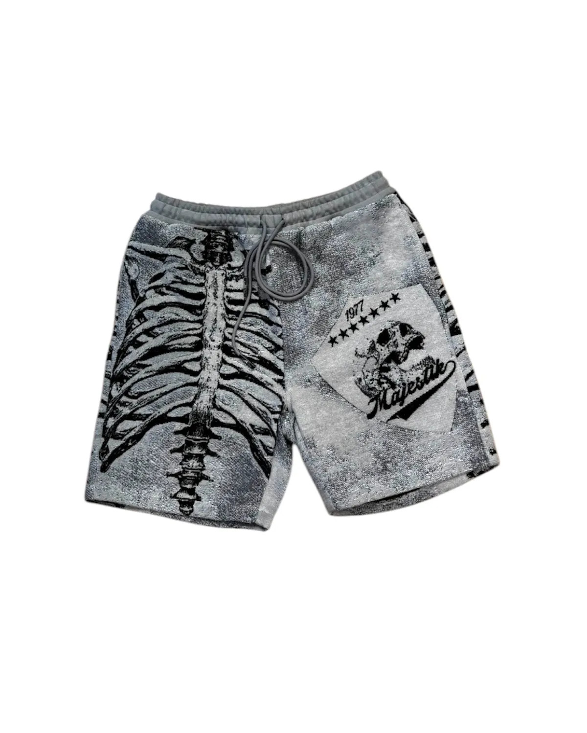 Skull & Bone Rhinestone Tapestry Shorts