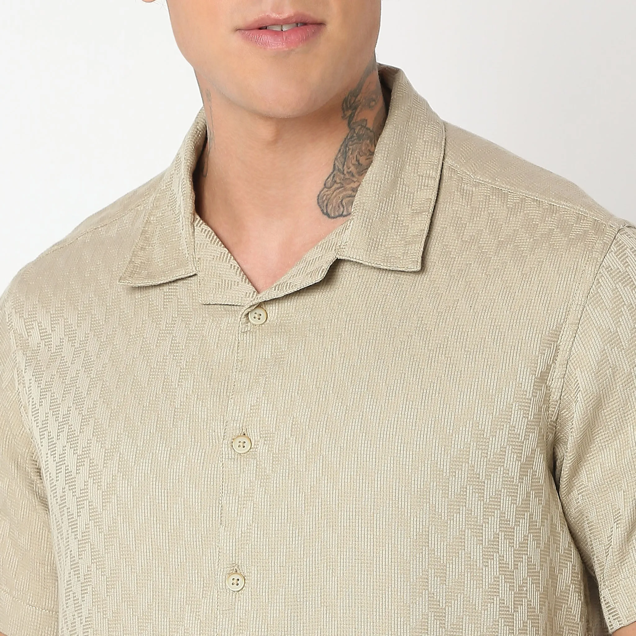 Smart Dobby Camp Collar Shirt