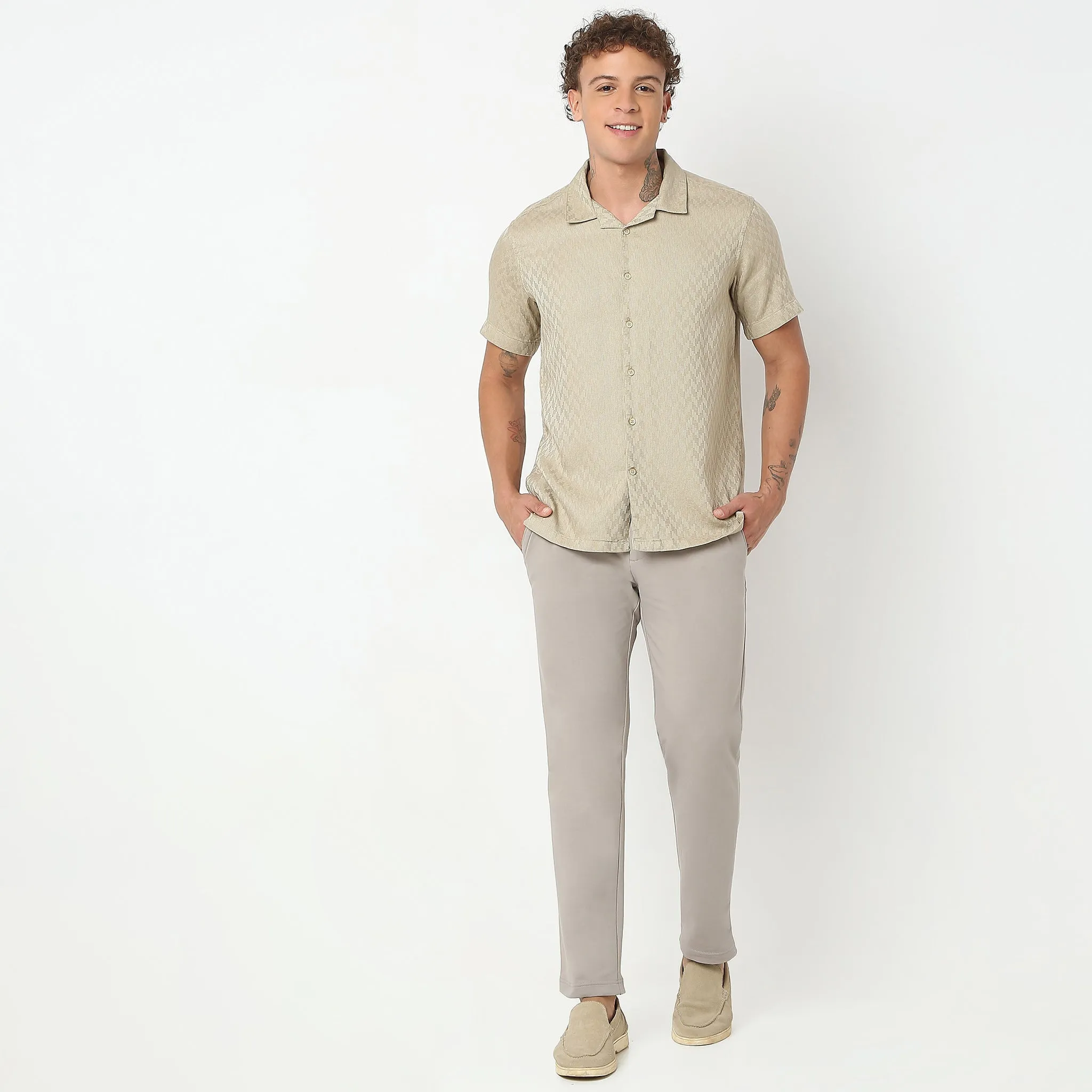 Smart Dobby Camp Collar Shirt