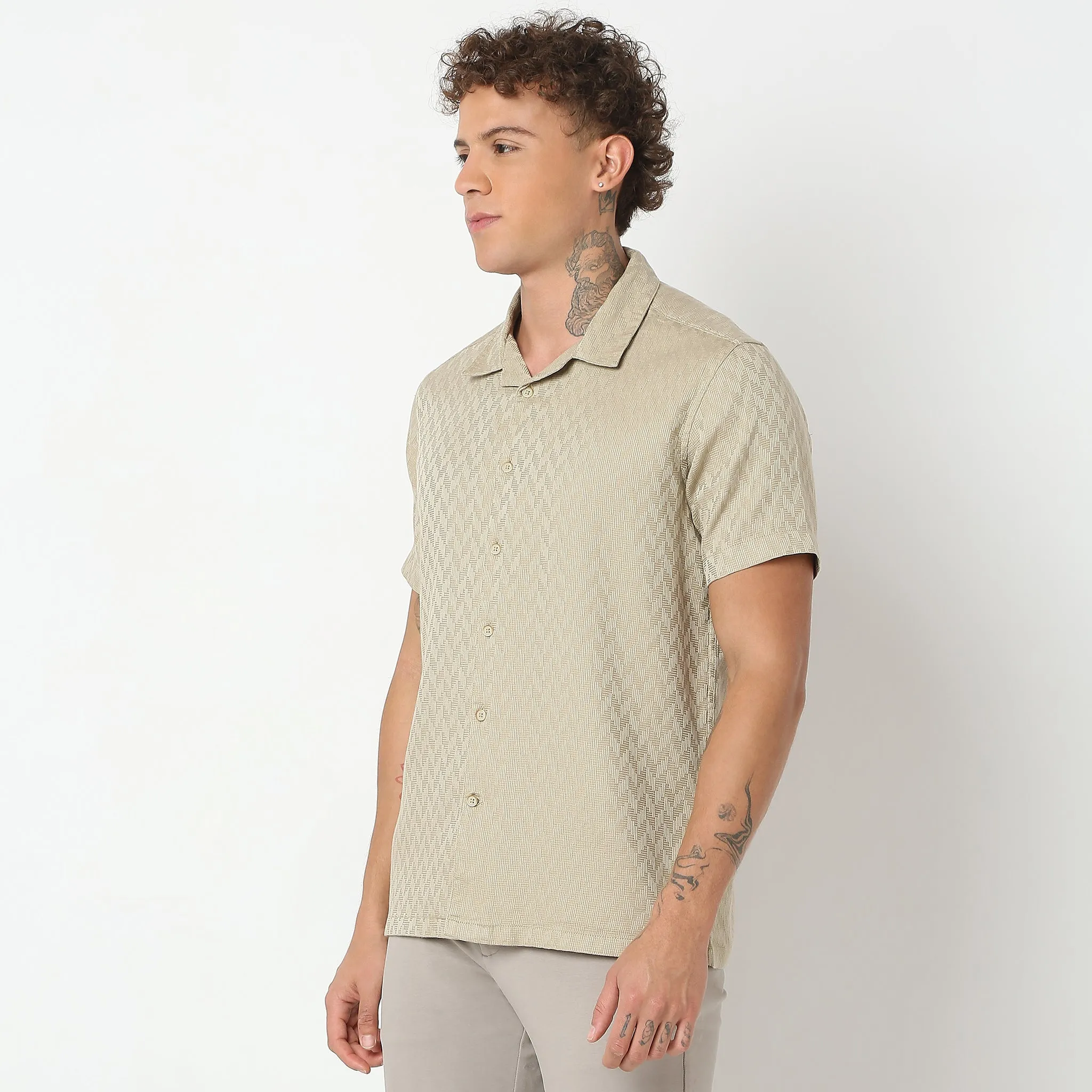 Smart Dobby Camp Collar Shirt