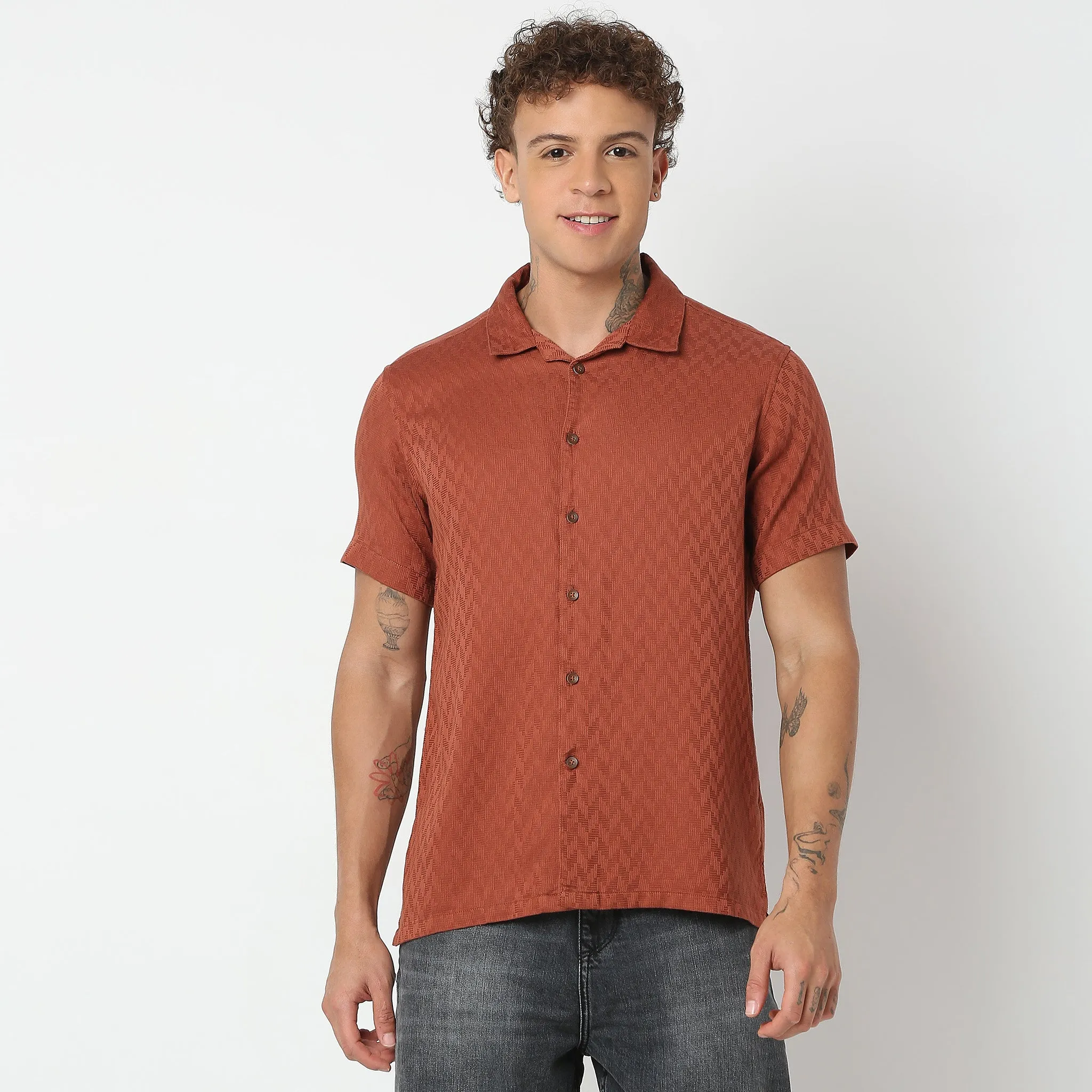 Smart Dobby Camp Collar Shirt