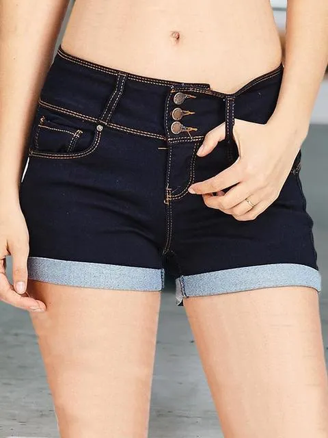 Solid Color Slim Denim Shorts