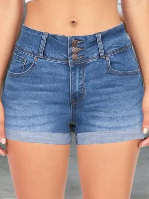 Solid Color Slim Denim Shorts