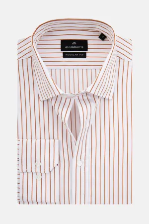 Striped White & Orange Smart Casual Shirt