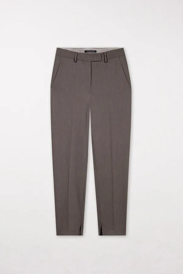 Taupe Techno Wool Tapered Pants