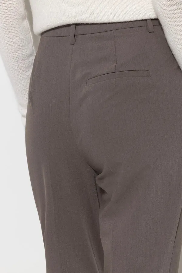 Taupe Techno Wool Tapered Pants