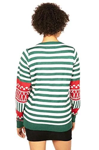 Tipsy Elves Tacky Ugly Christmas Sweater for Women with Attached Stocking from Size: Small