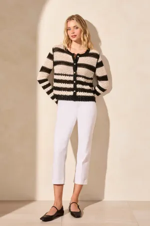 Tribal Lana Button Down Crochet Cardi - Black