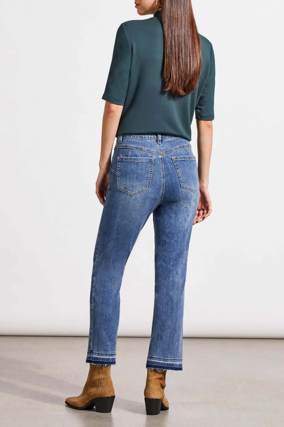 Tribal Sophia Curvy Hugging Microflare Crop Jean in River Blue