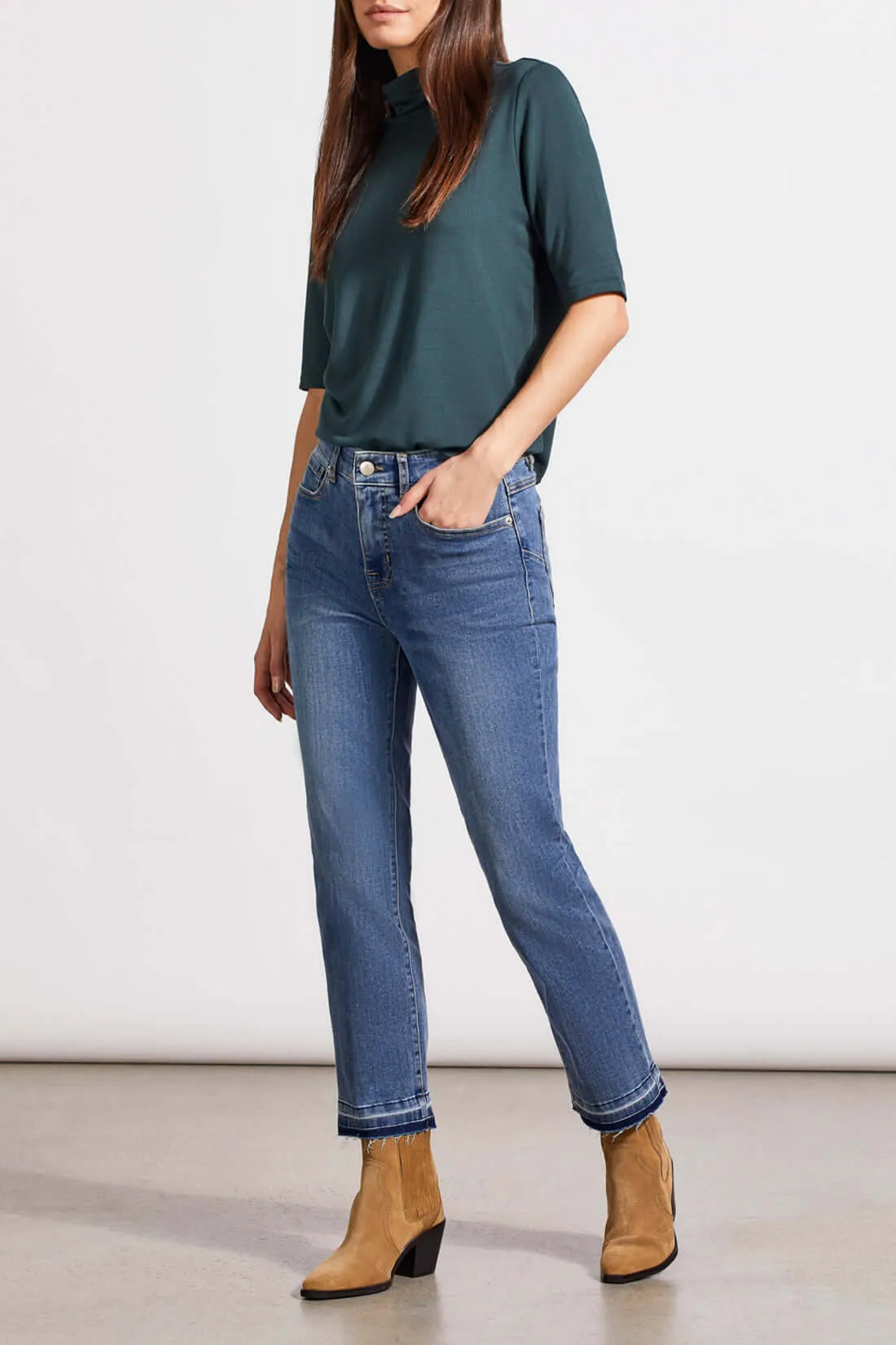 Tribal Sophia Curvy Hugging Microflare Crop Jean in River Blue
