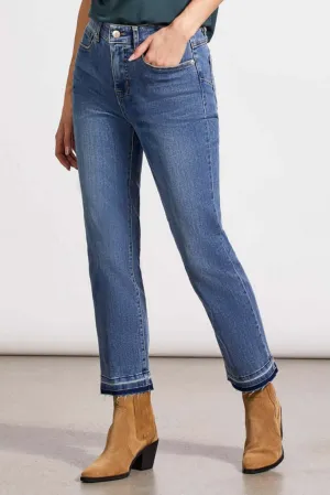 Tribal Sophia Curvy Hugging Microflare Crop Jean in River Blue