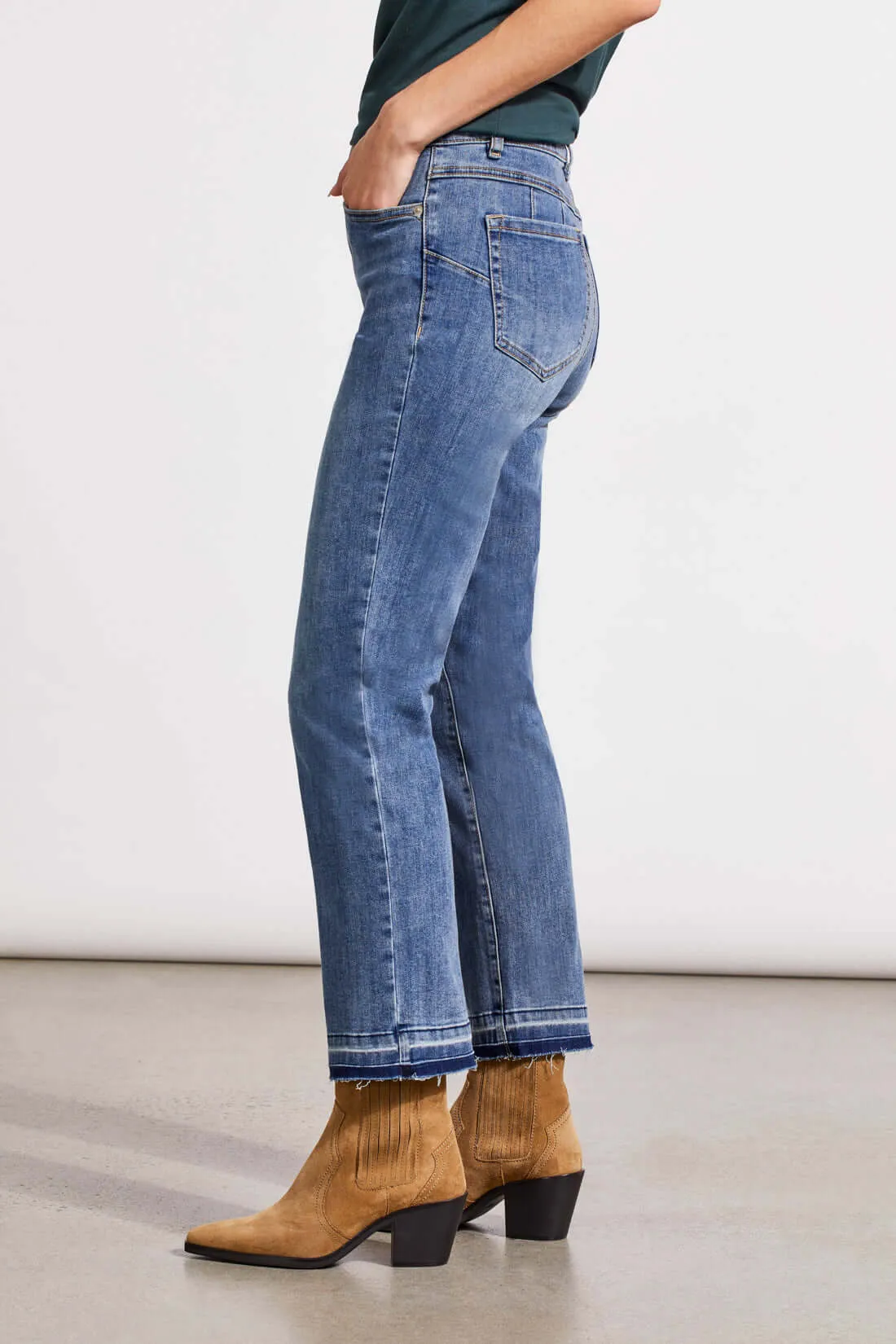 Tribal Sophia Curvy Hugging Microflare Crop Jean in River Blue