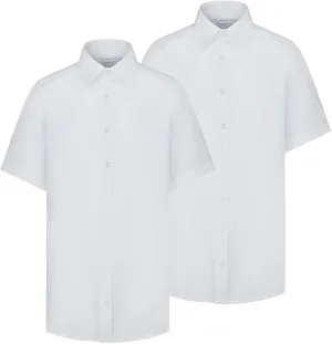 TRUTEX WHITE SHORT SLEEVE TWIN PACK SHIRTS - 12.5" - 14" COLLAR