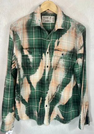 Vintage Green, Peach and Cream Flannel Size Medium