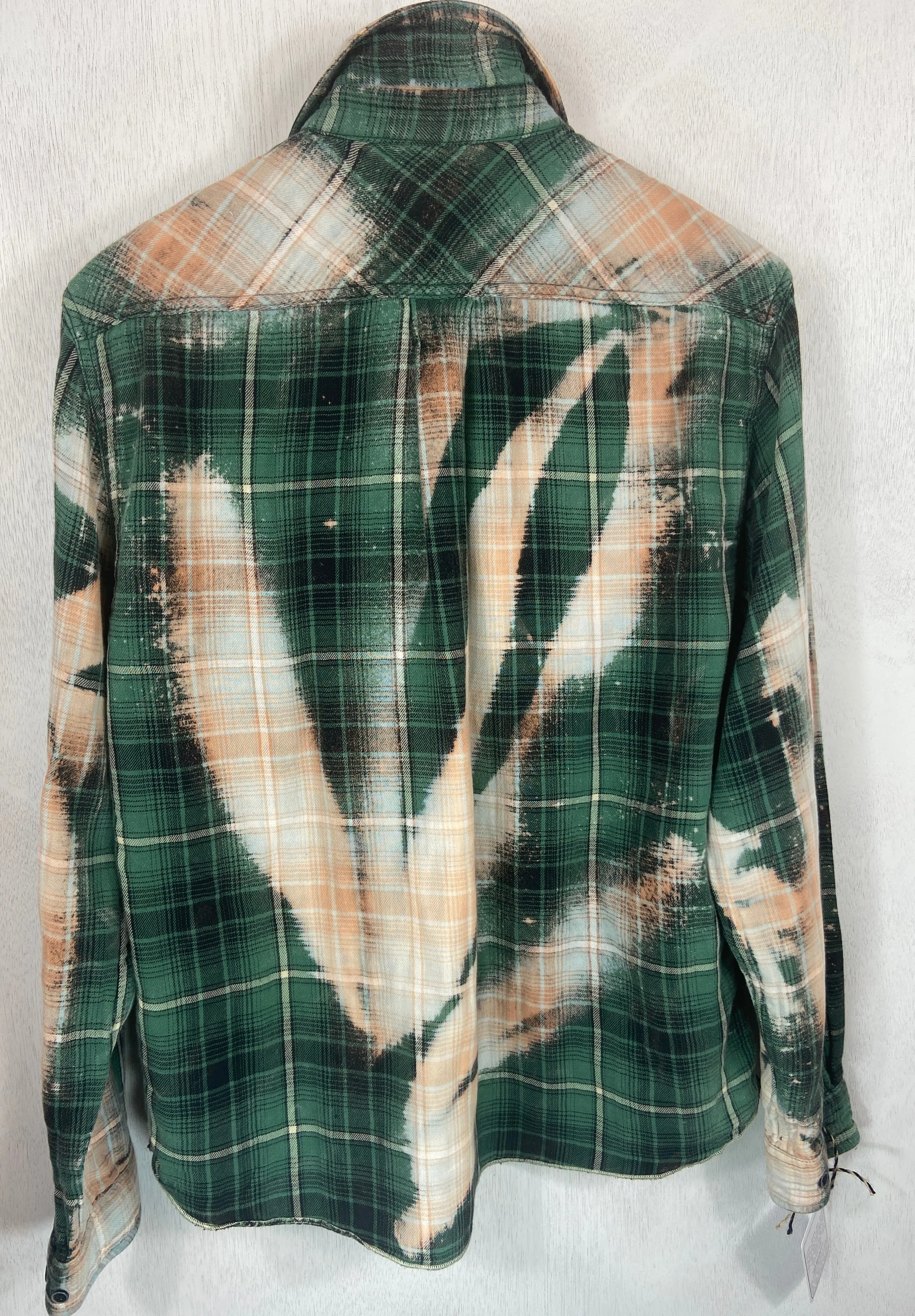 Vintage Green, Peach and Cream Flannel Size Medium