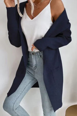 Voicing Oneself Ribbed Hooded Open Front Cardigan