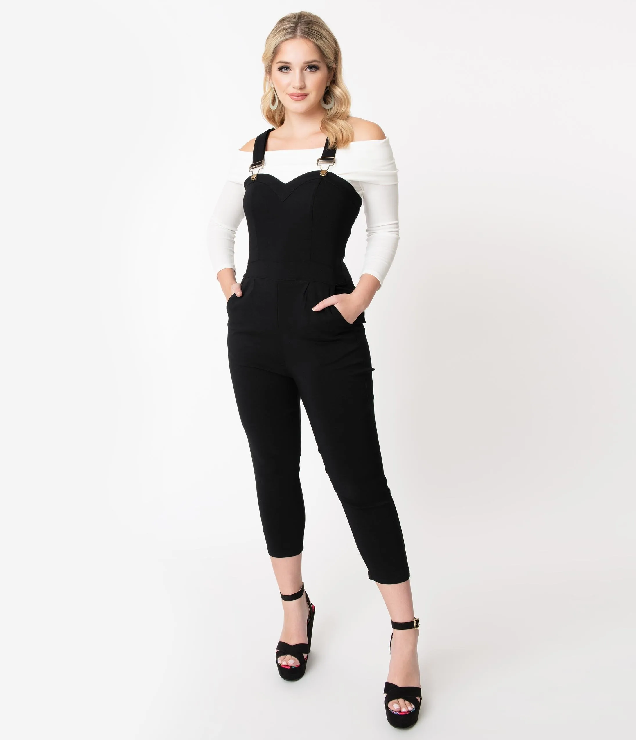 Voodoo Vixen Black Fitted Capri Connie Overalls