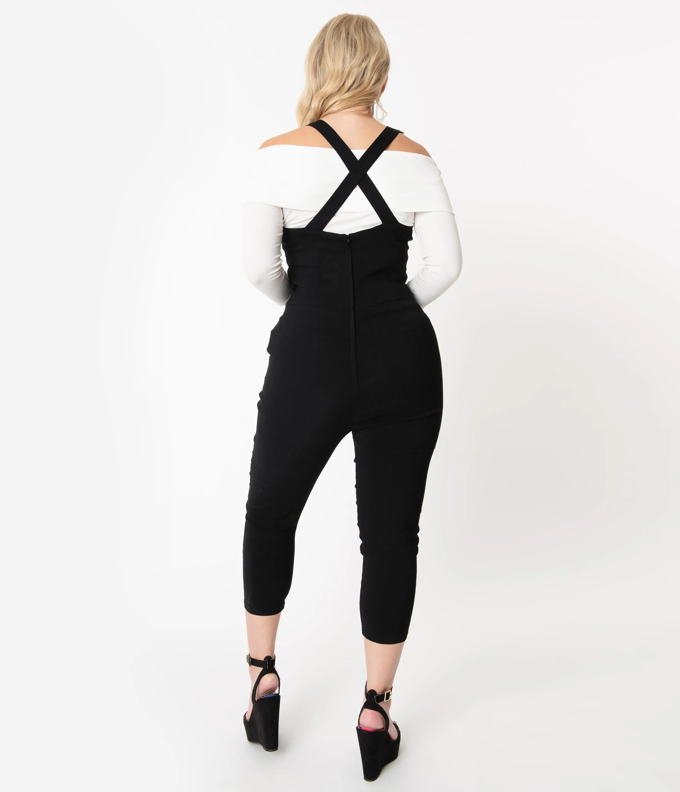 Voodoo Vixen Black Fitted Capri Connie Overalls