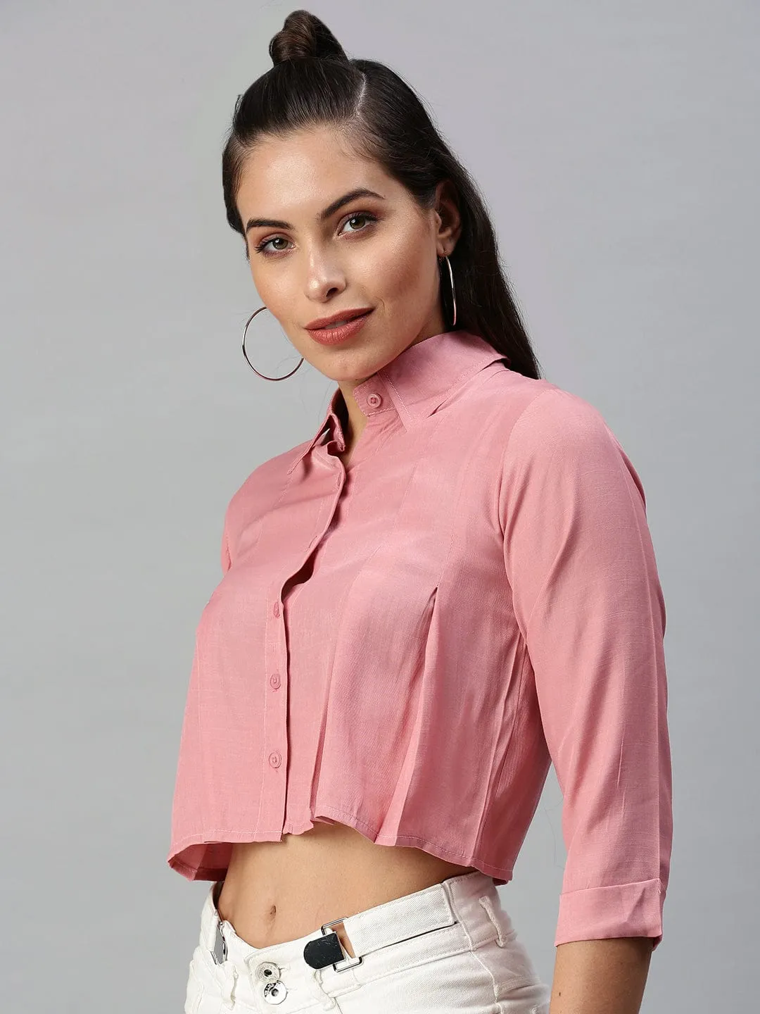 Women Mauve Comfort Boxy Casual Shirt