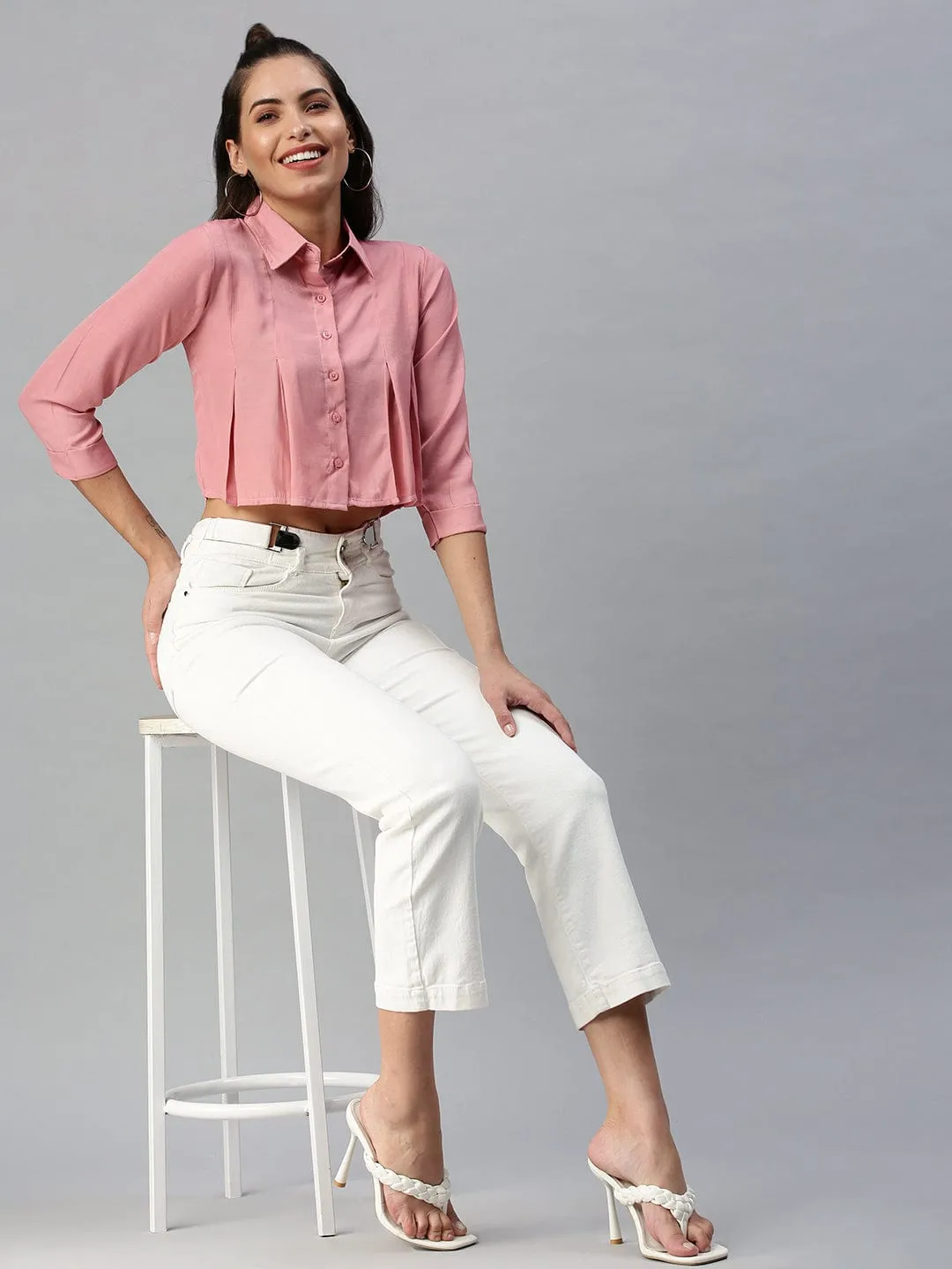 Women Mauve Comfort Boxy Casual Shirt