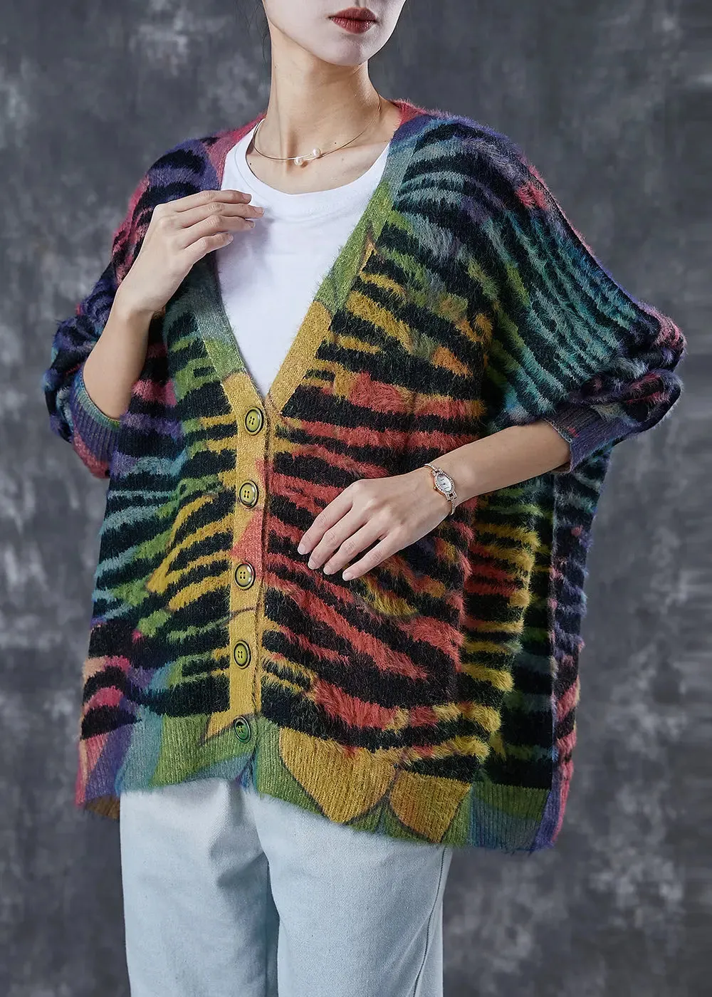 Women Striped Knit Cardigan Winter