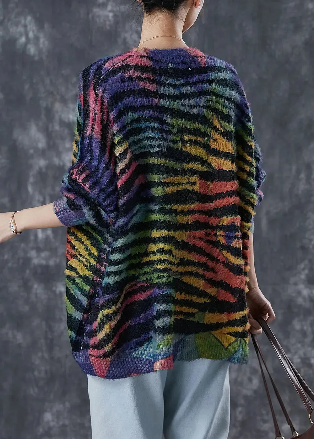 Women Striped Knit Cardigan Winter